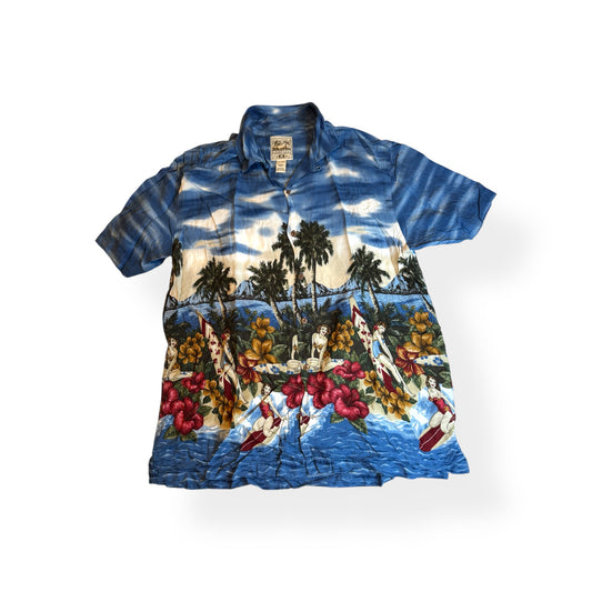 Classic Hawaiian Button Up - Blue
