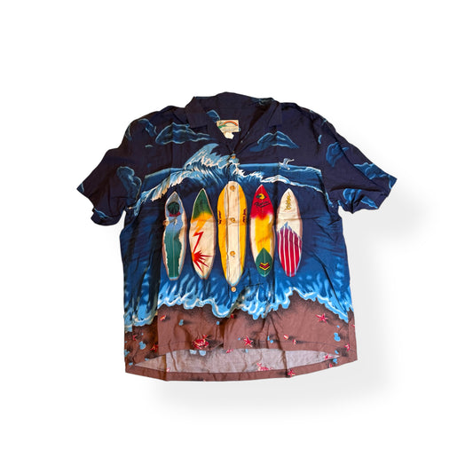 Paradise Found Surf Boards Button Up - Blue