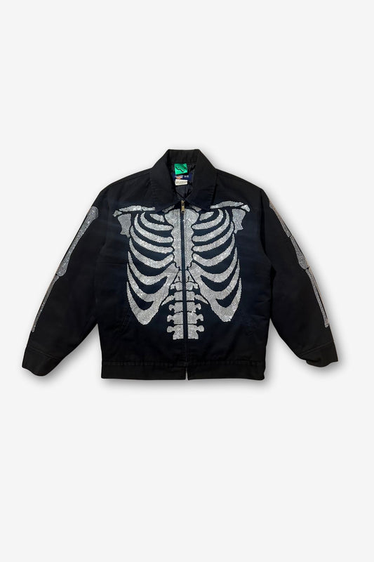 Rhinestone Skeleton Work Jacket